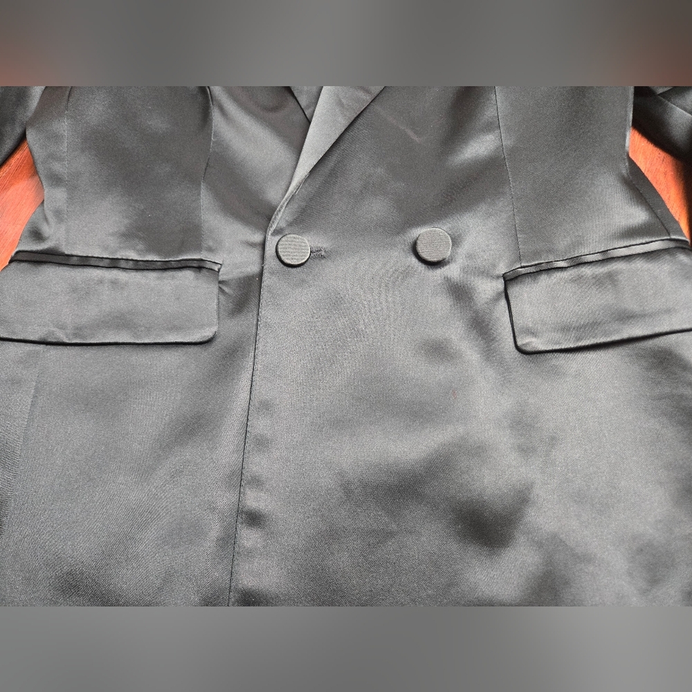 House Of Harlow 1960 Small Dark Green Satin Blazer Jacket - Picture 7 of 10